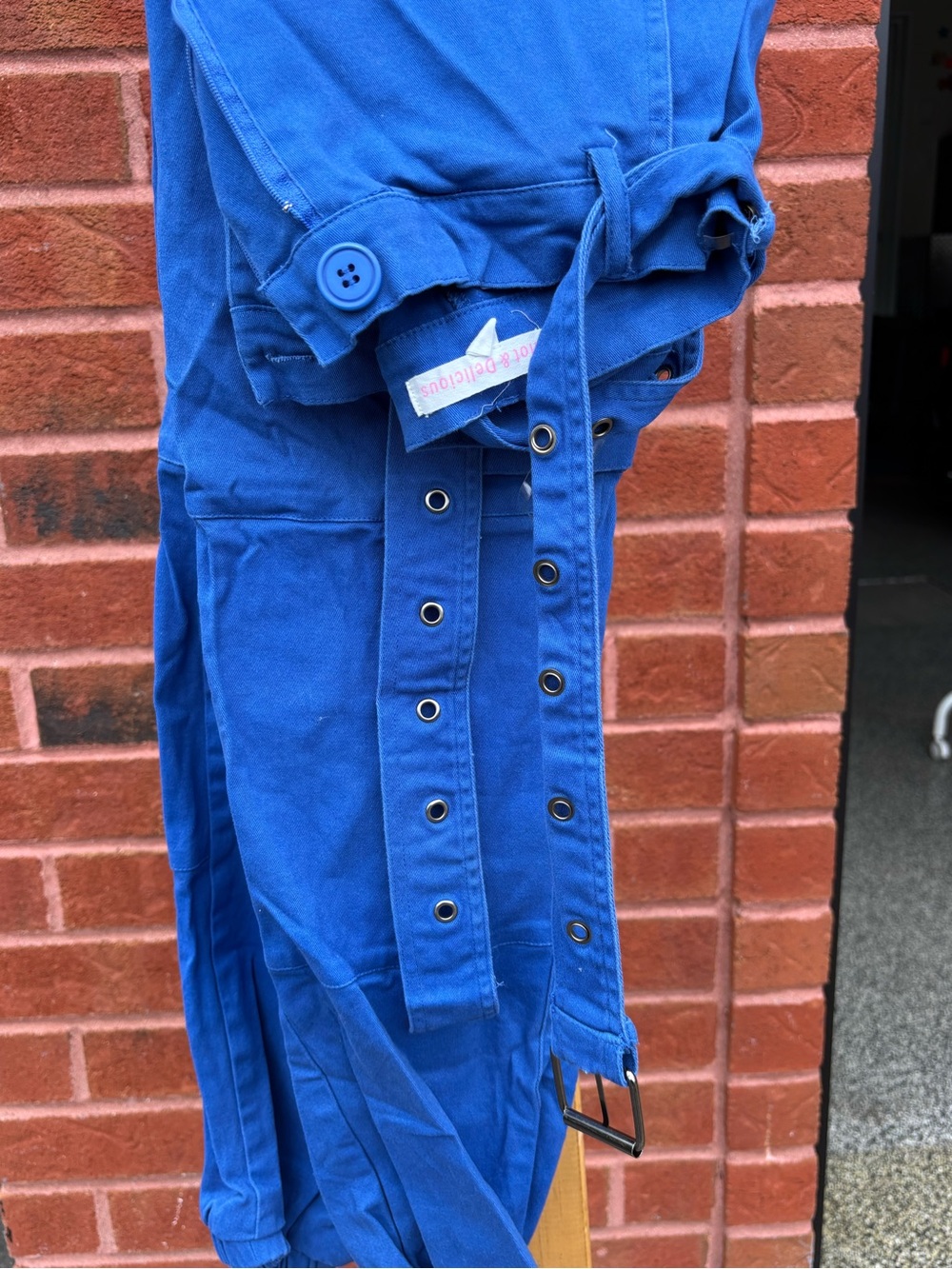 Hot & Delicious Royal Blue Utility Jumpsuit with Grommet Belt